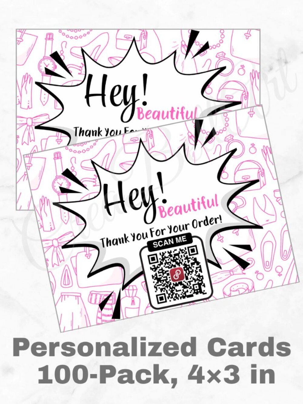 100 Personalized QR Code Thank You Cards Small Business, 4×3 in